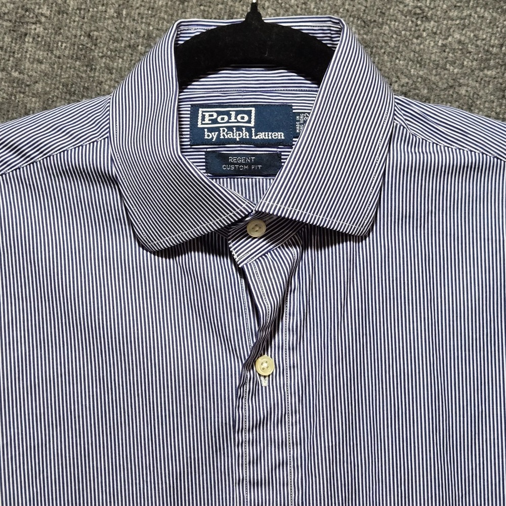 Polo Ralph Lauren Dress Shirt 15.5 32/33 Blue Striped Regent Custom Fit French